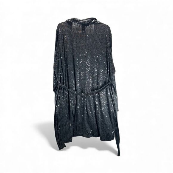 NWT Black Sequin Duster Cardigan Lane Bryant Plus Sz 20 Holiday Club Goth Glam - Picture 4 of 13